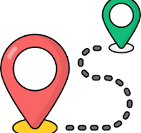 Icône avec point de départ, point d’arrivée et trajet